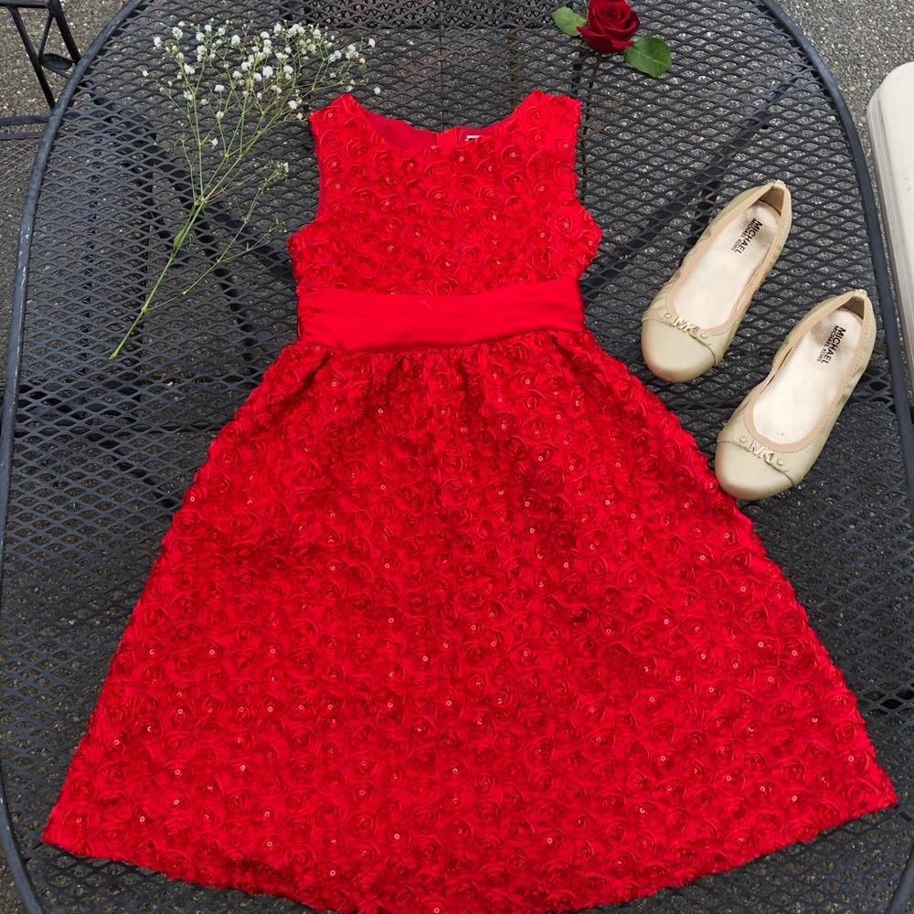 SOLD NWOT Rare Editions Girls Red Rose Dress